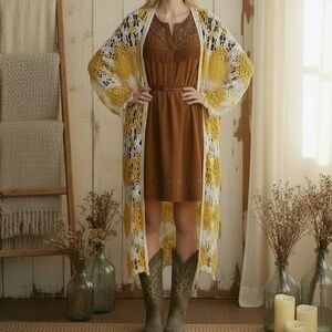 POL Crochet Long Duster Cardigan New In Packaging